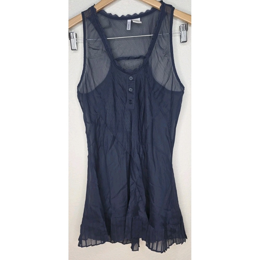 Lilly Lou Tank Lace Trim Sheer Ruffle Hem Sz S Boho Whimsigoth Fairy Cottage
